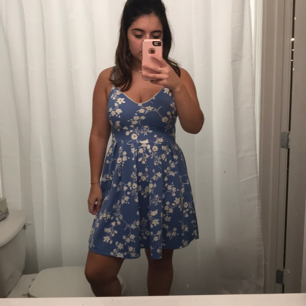 Blue and white floral dress